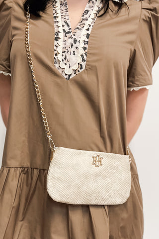 Caroline Hill Livi Crossbody Bag in Shimmer Champagne