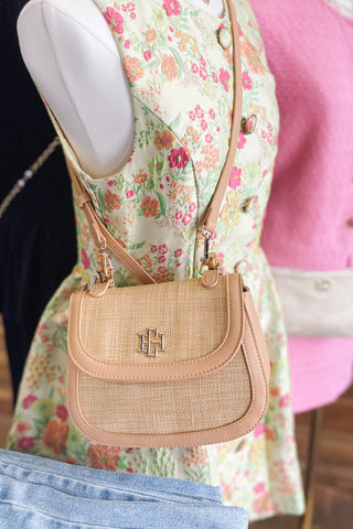 Caroline Hill Jessica Handbag Natural Straw Convertible Purse With Bamboo Handle