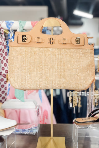 Caroline Hill Savannah Handbag Natural Lattice Straw Textured Purse