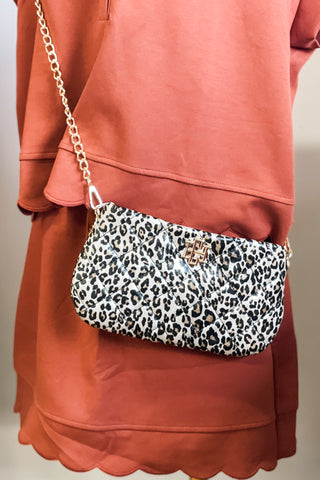 Caroline Hill Livi Crossbody Clutch Bag in shimmery Leopard