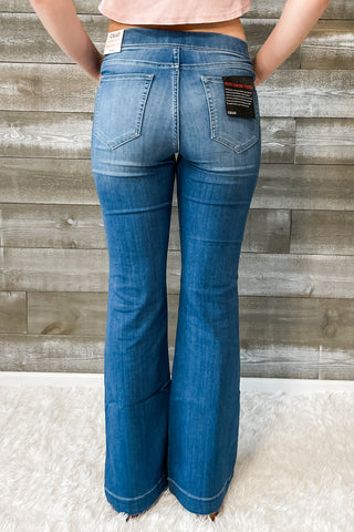 cello jeans mid rise pull on flare jegging AB35324 medium wash