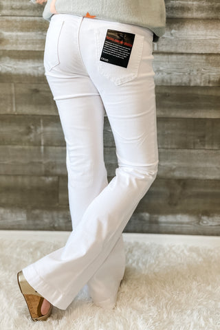 cello jeans C35324WHT white wash pull on flared jegging