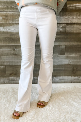 cello jeans C35324WHT white wash pull on flared jegging