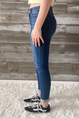 cello mid rise crop ankle skinny jeans with rolled cuff medium denim wash AB13950