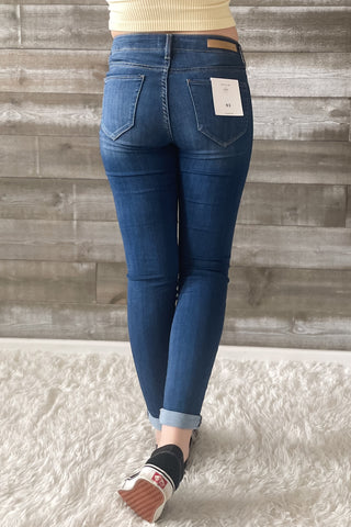 cello mid rise crop ankle skinny jeans with rolled cuff medium denim wash AB13950