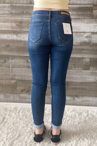 cello mid rise crop ankle skinny jeans with rolled cuff medium denim wash AB13950