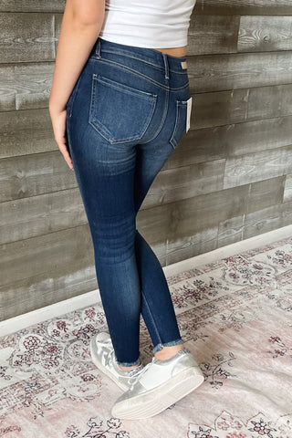 cello mid rise crop skinny jeans with fray hem WV77321 DK