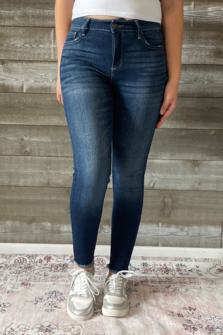 cello mid rise crop skinny jeans with fray hem WV77321 DK