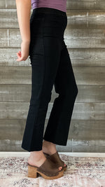 cello high rise pull on elastic waist jeggings crop flare jeans black AB39366BLK