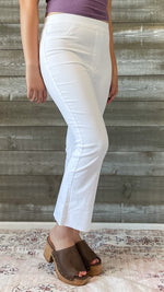 cello high rise pull on elastic waist crop flare jegging jeans white AB39367WHT