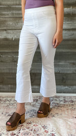 cello high rise pull on elastic waist crop flare jegging jeans white AB39367WHT