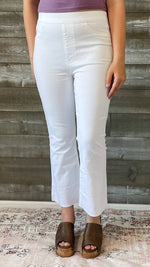 cello high rise pull on elastic waist crop flare jegging jeans white AB39367WHT