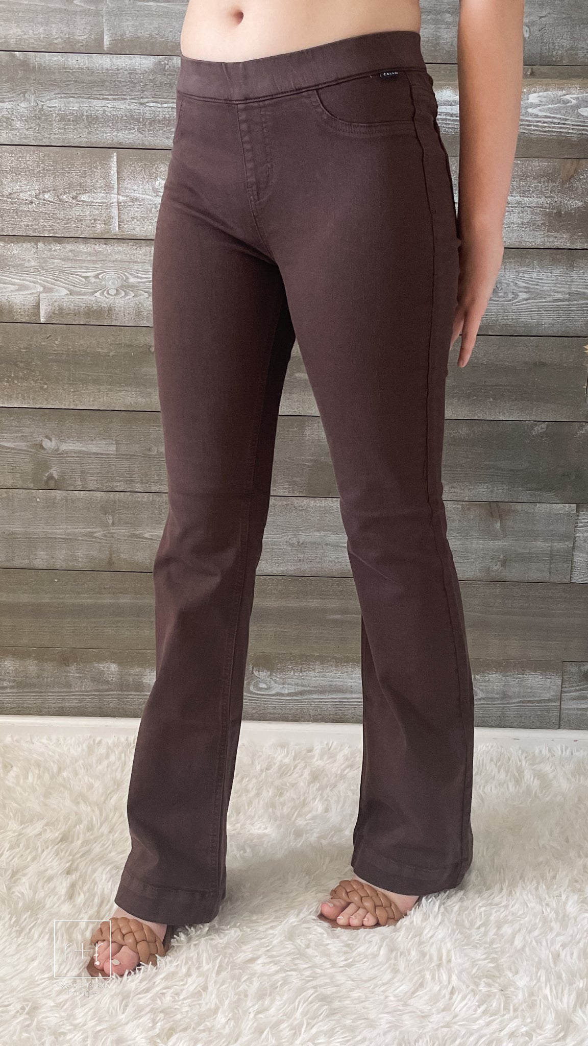 cello pull on elastic waist flare jeggings brunette brown AB35324 BRTT