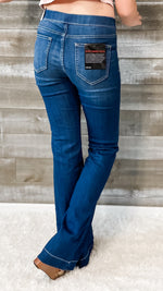 cello jeans mid rise pull on flare jegging in dark wash AB35324DK