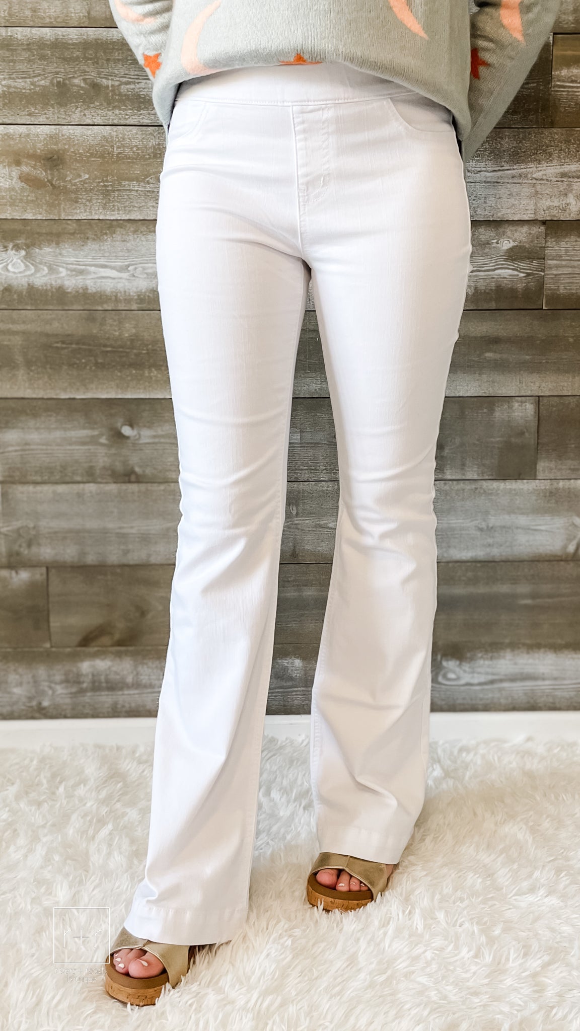 cello jeans C35324WHT white wash pull on flared jegging