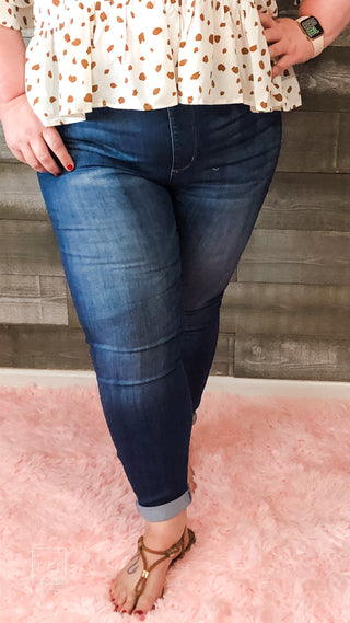 cello jeans mid rise pull on crop skinny plus size dark wash AB76535DKP