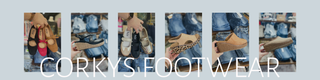 collage of new corkys footwear styles