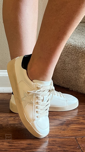 corkys footwear another round distressed white star detail on white with black trim casual sneaker