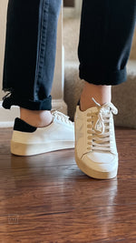 corkys footwear another round distressed white star detail on white with black trim casual sneaker