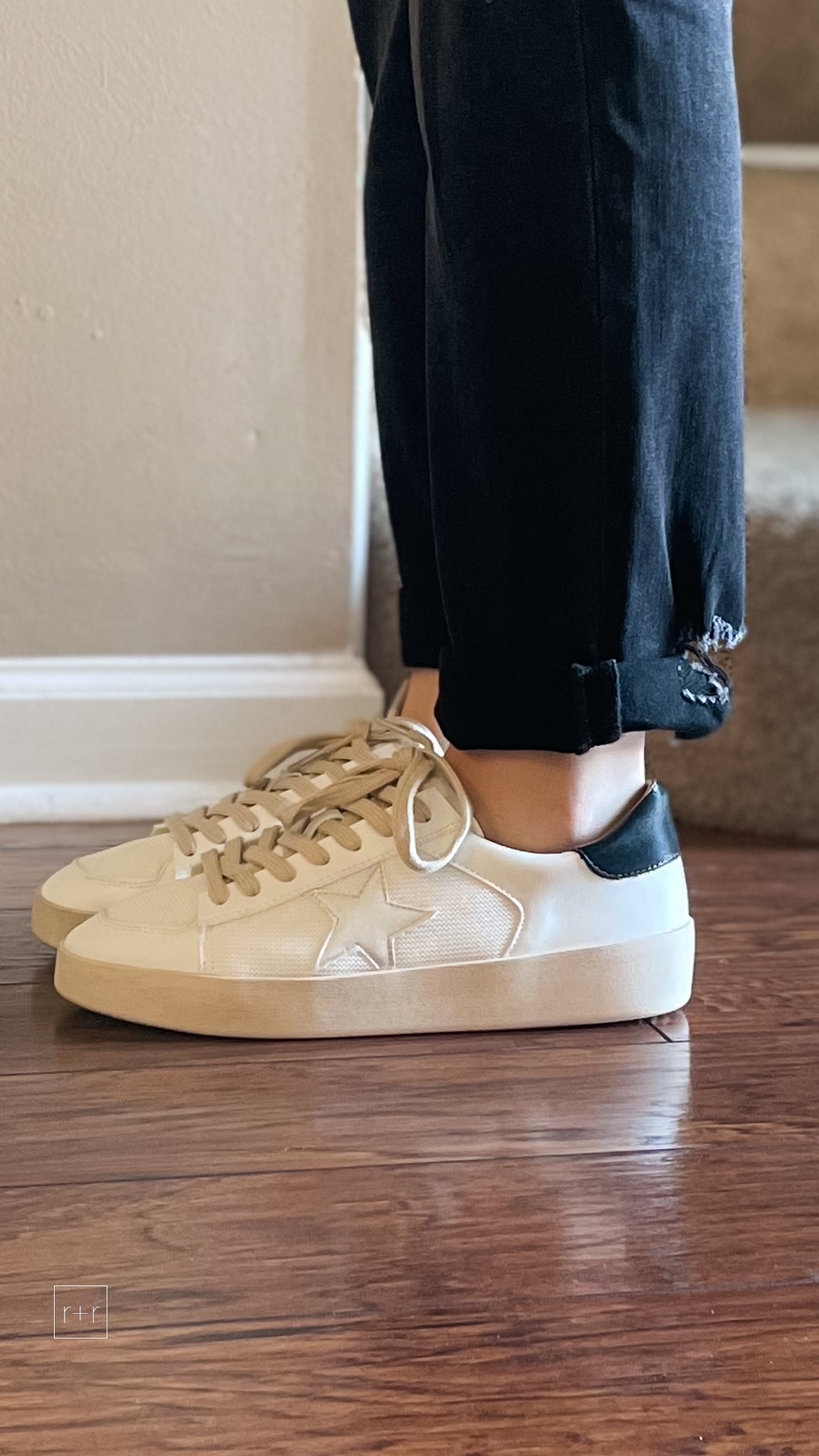 corkys footwear another round distressed white star detail on white with black trim casual sneaker