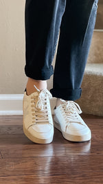 corkys footwear another round distressed white star detail on white with black trim casual sneaker