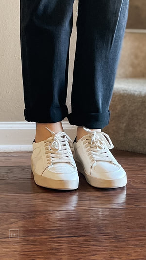 corkys footwear another round distressed white star detail on white with black trim casual sneaker