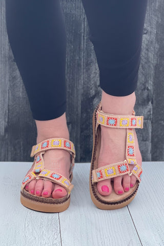 Corkys Footwear sporty Are You Serious in natural flat sandals with velcro adjustable straps are like a Teva meets Birkenstock