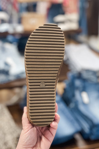 Corkys Footwear Tobacco Combo Better Half Wedge Mule Shoe bottom sole view