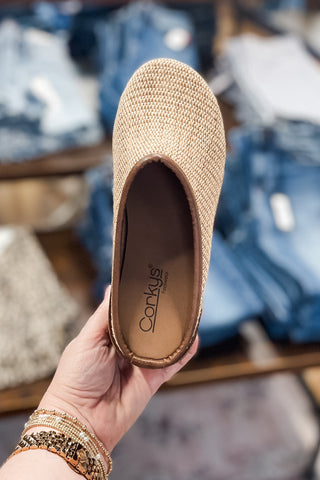 Corkys Footwear Tobacco Combo Better Half Wedge Mule Shoe top view