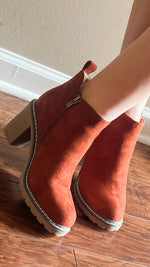 corkys footwear bite me booties fall rust faux suede