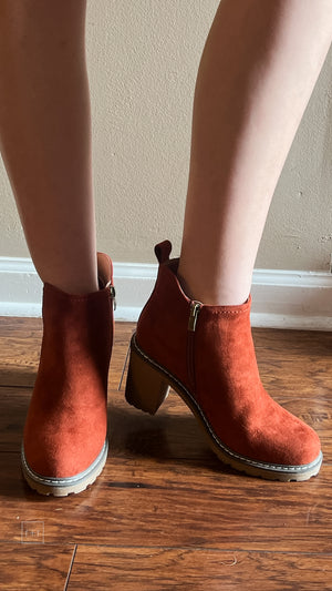 corkys footwear bite me booties fall rust faux suede