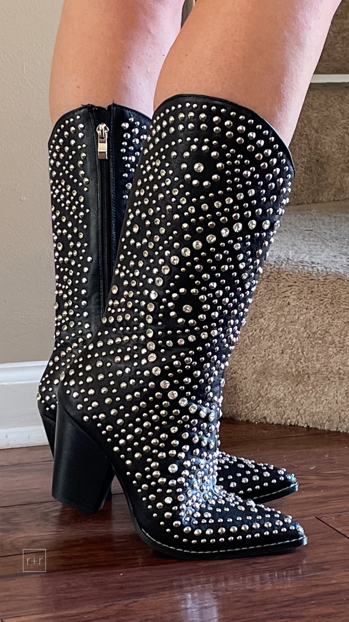 corkys boot scootin bedazzled tall western style cowgirl boots black