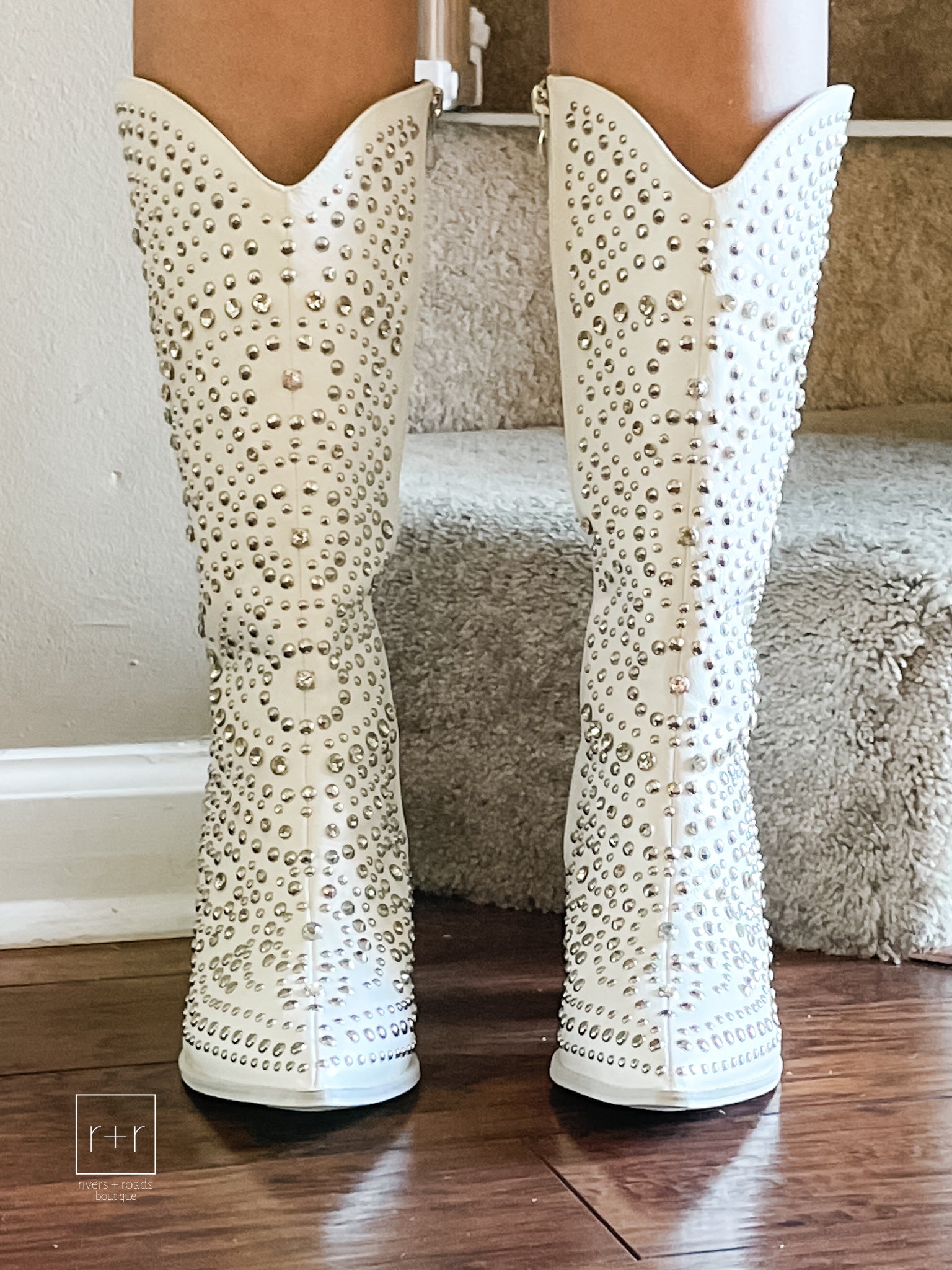 corkys footwear boot scootin bedazzled white tall boots 10-0072-WHTE