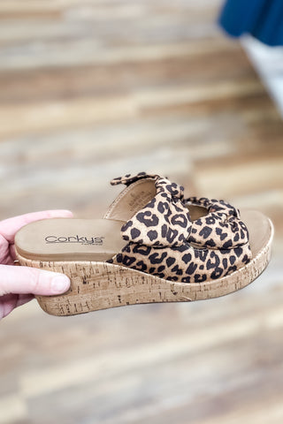 Corkys Footwear Bowed Up Wedge Sandal Leopard