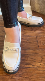 corkys footwear brownie points loafers ivory with chain detail