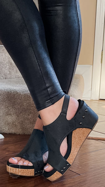 Corkys black wedges new arrivals