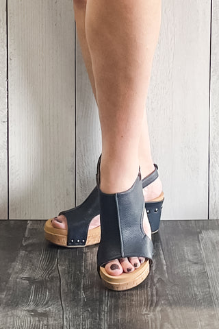 Corkys Footwear Navy Carley Wedge Cork Heel Comfort Sandal