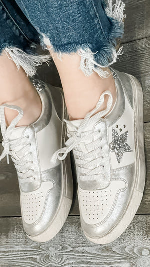 corkys hey girl constellation sneaker in silver 51-0077-SILV