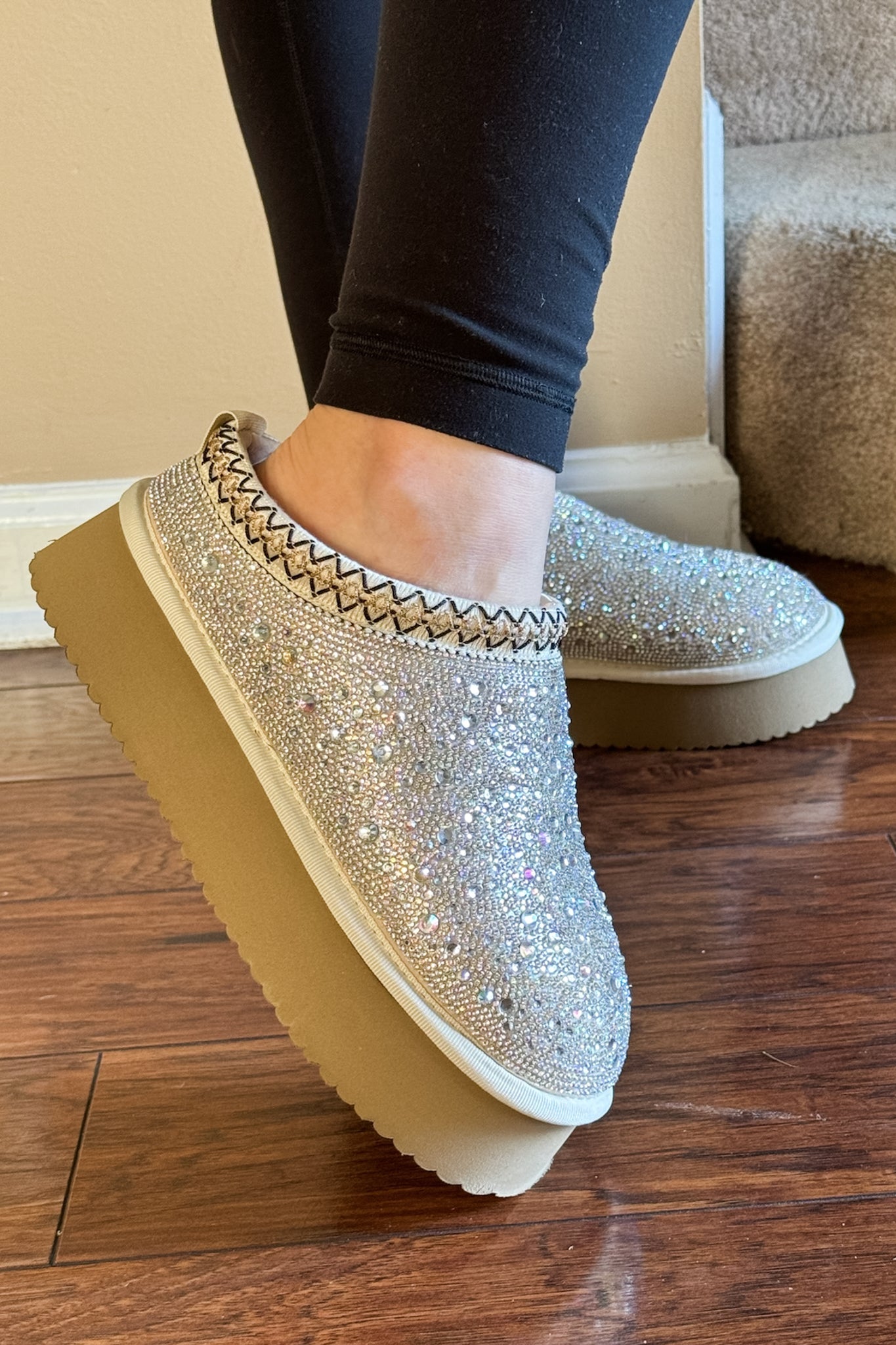 corkys footwear do not disturb clear rhinestone platform clog slippers