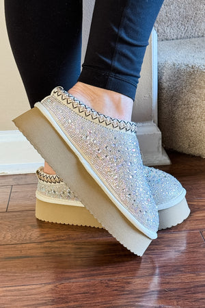 corkys footwear do not disturb clear rhinestone platform clog slippers