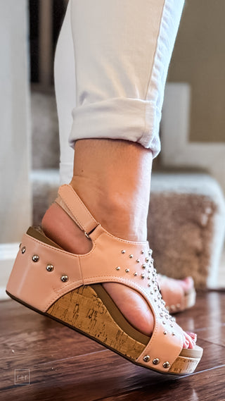 corkys footwear docie doe wedge sandal in blush