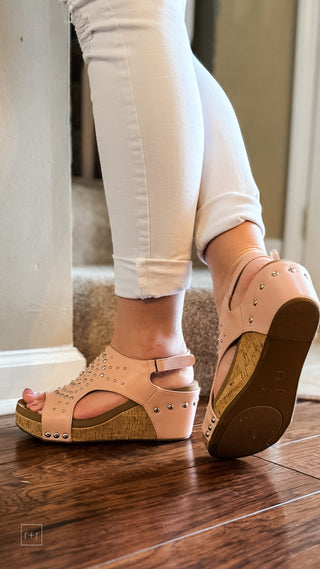 corkys footwear docie doe wedge sandal in blush