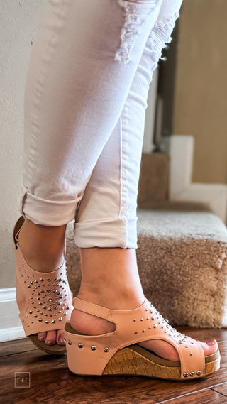 corkys footwear docie doe wedge sandal in blush