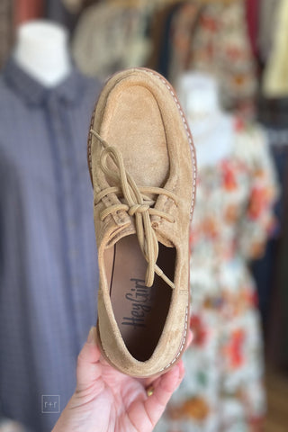 Corkys Footwear Fall For It Lace up Moccasin Shoe Iconic style similar to Clarks Wallabee with Corkys cushioned insole top view
