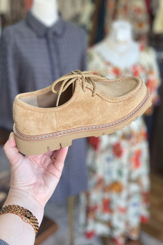 Corkys Footwear Fall For It Lace up Moccasin Shoe Iconic style similar to Clarks Wallabee with Corkys cushioned insole side view