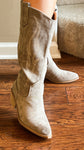 corkys footwear light grey headliner faux suede tall boots with flame stitching detail