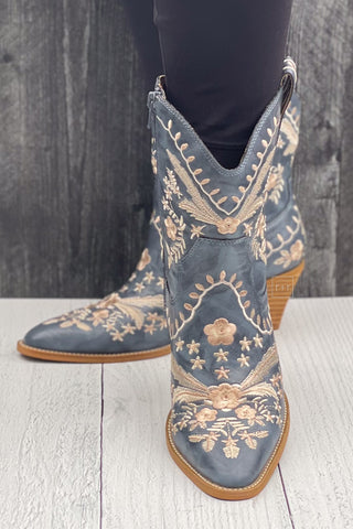 Corkys Footwear Lets Go Girls Blue Western Style Cowgirl Short Boots