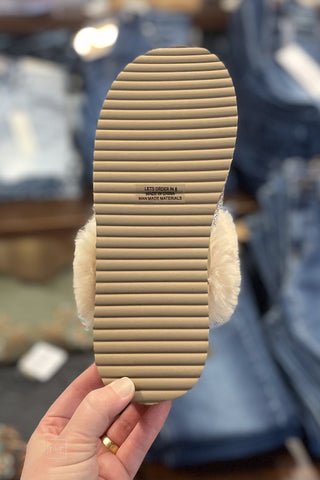 Corkys Lets Order In Clear Rhinestone Fur Trimmed Slippers