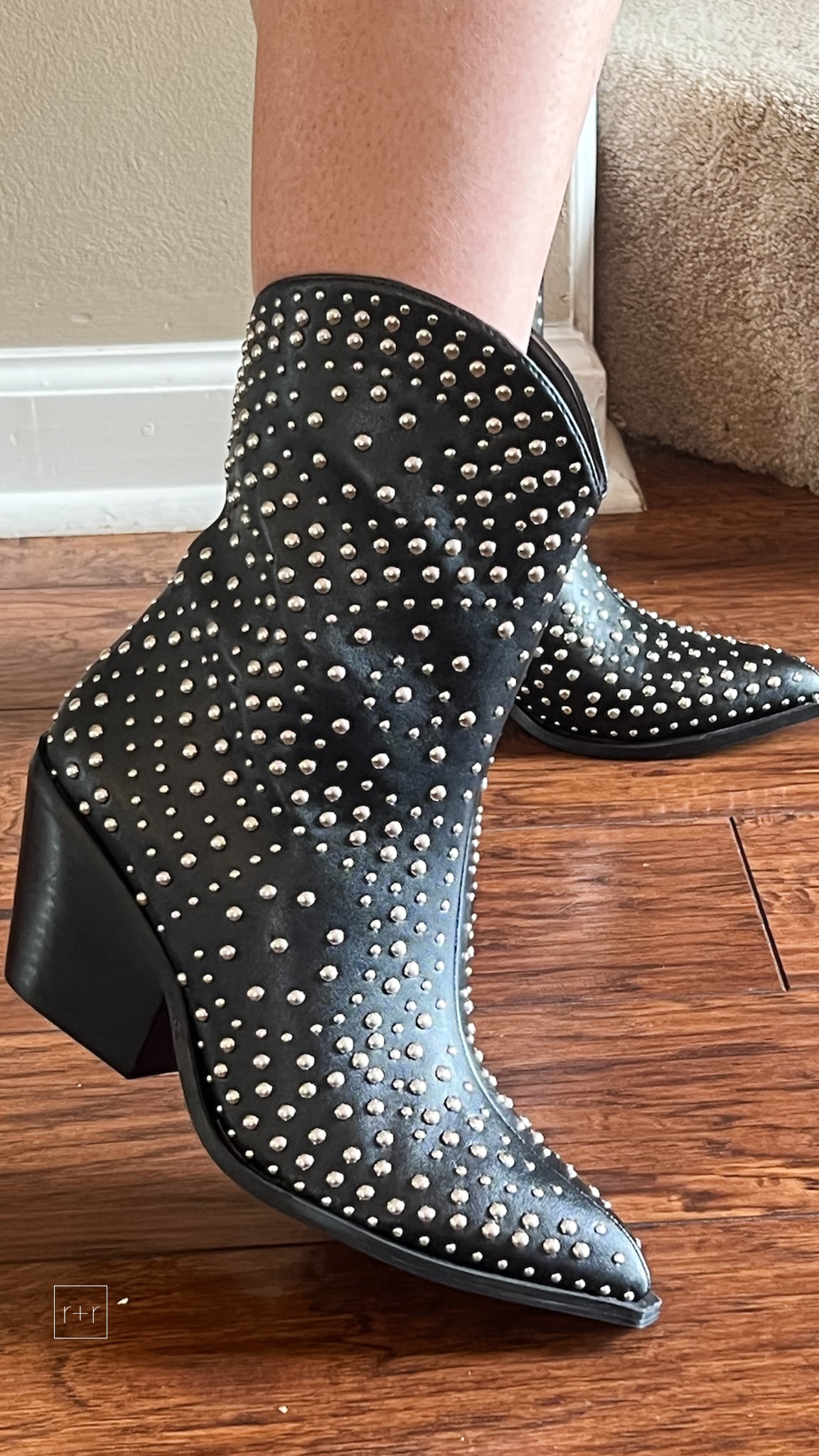 hey girl by corkys footwear lowlights silver studded short boots black