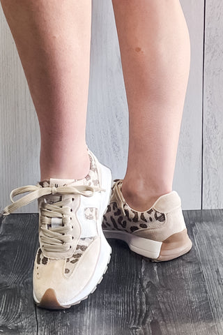 Corkys No Prob Sporty Sneakers Tan Leopard Sparkle